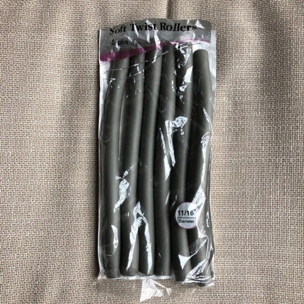 6 soft twist hair rollers in grey